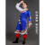 越岳藏族服装男藏袍夏季舞蹈演出少数民族藏服冬季西藏藏式演出服蒙古 长袖红衣宝蓝裙180度套装 花环+ 160(S码)
