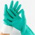 工孚 丁腈橡胶手套劳保耐磨防水加厚加长工业手套 一双价 薄荷绿 S 