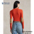 拉夫劳伦（Ralph Lauren）RalphLauren/拉夫劳伦女装经典款修身版罗纹绒面肘部垫布T恤 800-橙色 XS