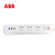 ABB 排插接线板三位六位USB五孔插排3A输出过载排延长线 白色六位五孔USB