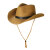 领玄男士西部牛仔帽 可折叠防嗮草帽沙滩遮阳帽大沿帽夏天礼帽子 卡其 58cm
