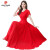 皮尔卡丹品牌2024新款流行夏季裙子红色雪纺连衣裙长款气质修身显瘦超仙女 粉红色  3XL