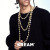 KREAM 镀金锆石贝珍珠项链男嘻哈女同款长款毛衣链 金色白钻87-95cm
