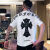 煜晞（yuxi）NPH夏季新款立体印花字母皮质金属十字架短袖T恤重工男女打底衫潮 黑色 XS
