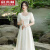 俞兆林（YUZHAOLIN）法式轻婚纱订婚气质轻奢小众平时可穿2023新款复古领证登记小白裙 白色  L 建议105-115斤