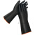 工业耐酸碱橡胶乳胶手套加大防水加厚加长袖耐磨工作抗腐蚀实验室工业品 耐酸碱黑色45cm手套(一双装) XL