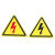 小心有电安全标识牌防触电警告标示贴机械设备标签闪电贴纸防油 黑闪电 8x8cm