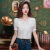 奇奈哒现货实拍2024夏季新款韩版蕾丝拼接娃娃领短袖衬衫女显瘦上衣 白色 S