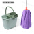 手压带水桶滑轮洗拖把桶挤清洁墩布加厚单桶拖把压干桶大容量 绿色桶+紫色拖把