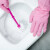 乌斯京家务洗碗手套 乳胶橡胶厨房清洁洗衣防水手套劳保 粉色手套3双 中码