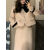 束浮套装女冬装时尚 两件套气质型40岁唐泽雪穗小众设计法式冬季气暖 燕麦色短裙 S
