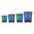 公共厨房双桶分类垃圾桶塑料双色脚踏垃圾桶双胞胎脚踩带盖垃圾桶 灰绿 60L(加厚双胞胎垃圾桶）