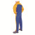 威特仕  44-2650   电焊牛皮工作裤 背配蓝色阻燃防火布 金黄色拼蓝色 M