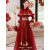 奈持秀禾服新娘2023冬季新款红色结婚高级中式礼服裙婚礼 酒红色有披肩 S