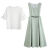 AEMAPE2024年新款荷叶边显瘦衬衫条纹背带裙收腰两件套装连衣裙 白色上衣短袖 M