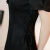 蔓草寇黑色旗袍新款2023改良年轻款少女小个子短款夏季国潮新中式连衣裙 黑色 S