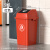 正方形带盖垃圾桶户外商用大容量厨房卫生间餐饮专用2023 50L正方红色带盖
