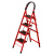 梯子家用多功能伸缩折叠梯室内人字梯加宽四五六步梯子踏板加厚梯 红色加厚4步D型梯 适用2.6米高
