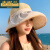 麦妮兰女士帽子2024新款夏季时尚洋气空顶帽防太阳韩版百搭遮脸 米白色