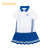 巴拉巴拉童装2024新款套装女童夏装中大童两件套儿童Polo裙短袖 中国蓝80503 120cm