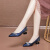 奢驰路易（SECHILOUIS）品牌水钻浅口单鞋女中跟2024春秋新款粗跟尖头瓢鞋低跟大码女鞋子 蓝色 38