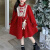 臻恬女童加绒加厚连衣裙冬季圣诞红色礼服裙丝绒裙儿童拜年服新年旗袍 红色(不含挂件) 100
