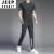 吉普（JEEP）春夏款休闲套装男冰丝薄款短袖T恤长裤全套运动服夏季两件套男 品牌旗舰黑色 XL(建议130-145斤)