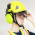 多功能工地护目防砸安全帽男隔音降噪耳罩新建筑工程头帽印字 萤光黄帽+透明镜+G07E耳罩