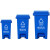 海斯迪克 HKW-190 塑料垃圾桶 分类连体脚踏垃圾桶 蓝色30L可回收物