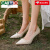 卡帝乐鳄鱼（CARTELO）2024新款法式婚鞋新娘鞋女小众高级感单鞋气质珍珠高跟鞋伴娘鞋 香槟色-升级款 6cm 35