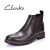 Clarks其乐男鞋新款皮靴牛皮切尔西靴套脚圆头短靴 深棕色 39