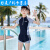 盼莱儿童泳衣女孩夏季女小中大童分体泳装新款女童 黑色 4XL(145-160cm 带可拆卸胸垫)