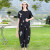 CAT AI TATA中年妈妈夏装洋气减龄时尚套装中老年夏天新款大码短袖宽松两件套 黑色 XL(适合体重90斤-105斤)