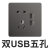 德力西821黑色86型USB单开五孔带开关面板电源家用开关插座面板 USB插座