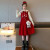 唐依巧女童连衣裙秋冬新款3-15岁套头毛衣公主裙洋气时髦两件套儿红色 红色-不带包 120cm