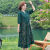 莎图纹广州十三行连衣裙最新款2024中年夏天显瘦50到60岁夏季胖 绿色 XL【建议110斤以内】
