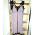 FTGLL夏季女士吊带带胸垫睡裙无袖家居裙睡衣甜美波点蕾丝莫代尔感 紫色 XL90-125