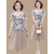 俞兆林（YUZHAOLIN）中年妈妈夏装新款连衣裙洋气中老年妇女夏季气质高贵假两件套裙子 灰色 XL 适合90-105斤