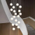 鹿藤高档楼梯吊灯北欧创意个性3D月球旋转loft客厅长吊灯现代简约 白色 9头40CM 白光