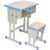 单双人学校学生书桌教室用套装辅导补习班凳子课桌椅 培训机构桌 浅灰色
