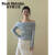 POOLO MEBRDON 保罗蒙巴登法式一字肩针织衫女设计感半身裙两件套装独特超好看韩系连 单-针织上衣(均码) S