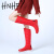 HNHF品牌高筒雪地靴加绒女靴圆头平底长筒棉靴冬新款加绒保暖大码女士 红色 35