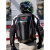 酷奇袋鼠男士摩托车背包大容量双肩包 川琦蓝边【放盔款】 背包防雨防