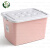 军澜 80L粉红色 透明收纳箱玩具杂物收纳盒衣服整理盒塑料带轮