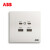 ABB开关插座轩致系列双USB五孔线充电type-c快充86墙壁面板 AF293-CS五孔带双USB