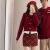 瑞哥登本命年女装全套龙年情侣装秋冬装2024新款红色过新年加厚两件毛衣 女毛衣+短裙 S