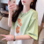 皮尔卡丹小众设计感短袖t恤女夏季2024新款韩版宽松女装百搭渐变上衣 绿色 M (建议80110斤)