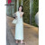 皮尔卡丹（pierre cardin）2024无袖背心牛仔连衣裙2024夏季新款裙子白色法式感长裙女装 短款连衣裙 S(80-98斤内)