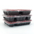 冰禹 一次性餐盒打包盒 外卖快餐饭盒塑料饭盒 红黑五格带盖(100套) BYyn-798