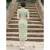 荣西图（RONGXITU）春秋新款复合蕾丝旗袍连衣裙三分袖长款改良传统旗袍 6007-绿 S